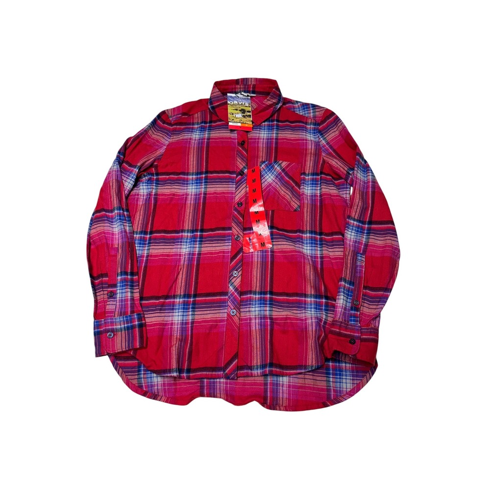 NWT Orvis Laurie Plaid Shirt‎ Womens M Red Blue Long Sleeve Button Down 1404913